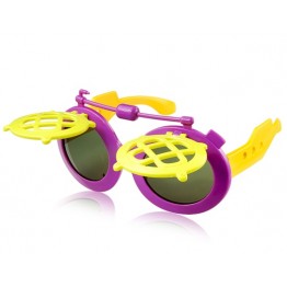 815-C9 Children's Fashionable Plastic Sunglasses with Flip Covers (Purple & Yellow) M.